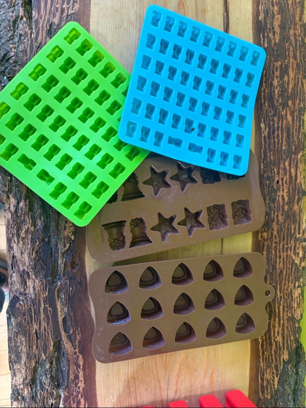 Silicone Candy & Chocolate Molds - Green, Blue, Brown